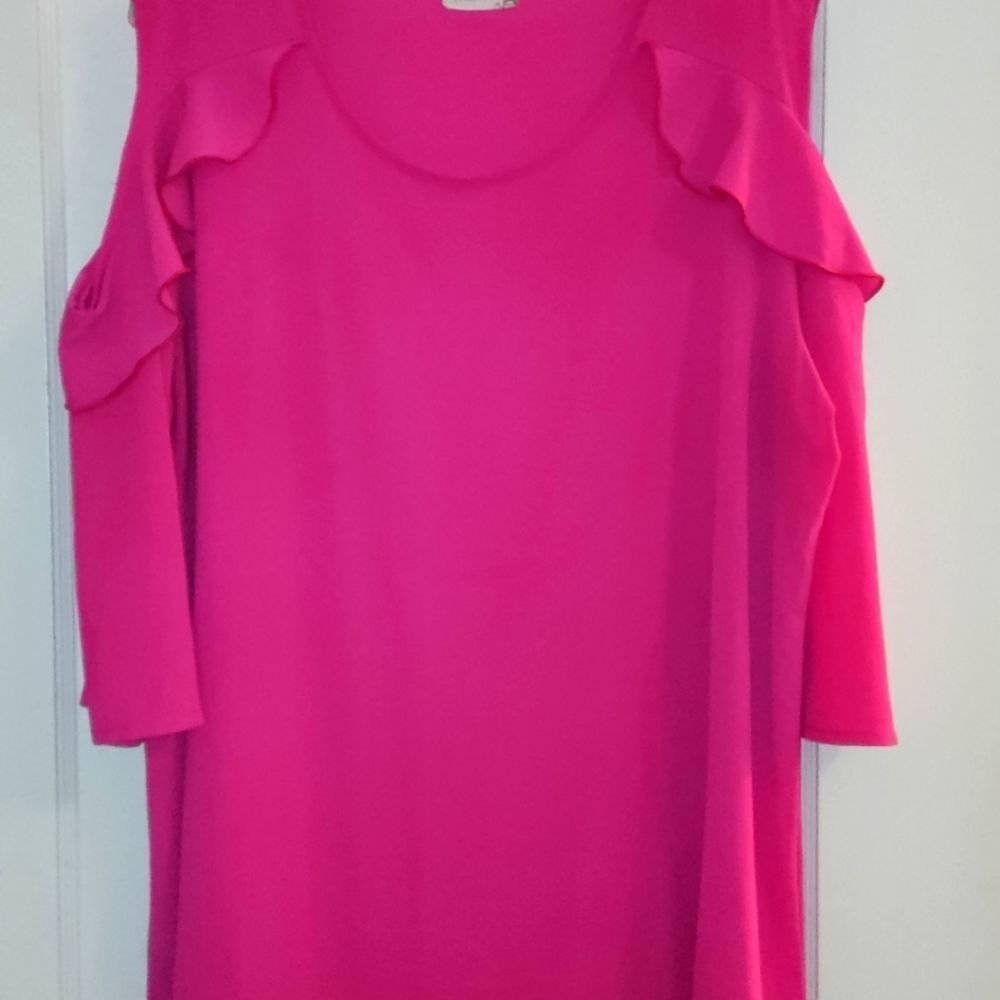 Hot pink open shoulder blouse